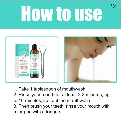 Oralhoe Coconut Mint Mouth Wash, Whitening Teeth Yellow Teeth Stains Tongue Coating Clean Breath Oral Care